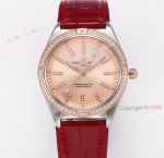 Swiss Copy Breitling Super Chronomat 36 Copper Dial Leather Strap Watch Rose Gold Crown